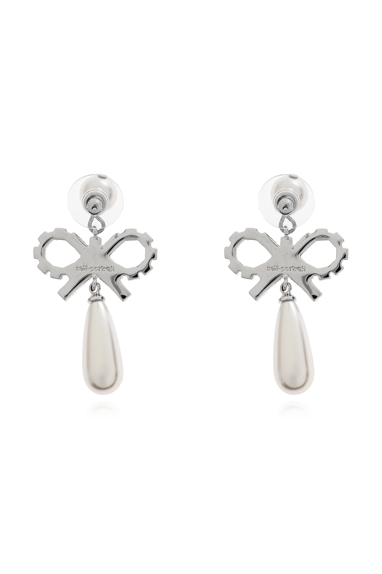 Silver Earrings with shimmering crystals Self-Portrait